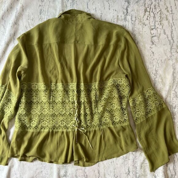 Dress you II 90s Y2K Beaded front crepe long sleeve blouse - Picture 14 of 16